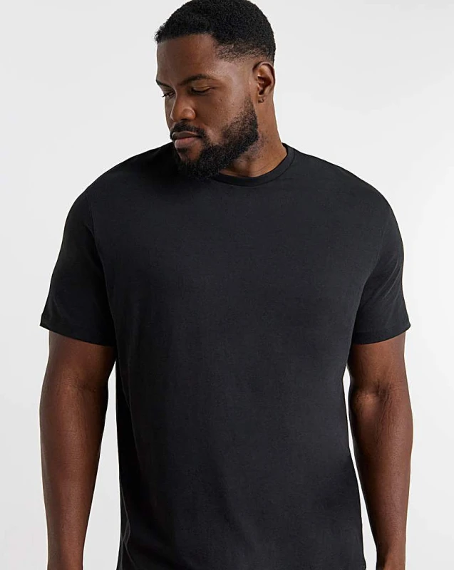 Image of jack & jones Jack & Jones Noa Curved Hem T-Shirt Black - JACK & JONES - Size: 1XL(50) Black Male 1XL(50) JK44902