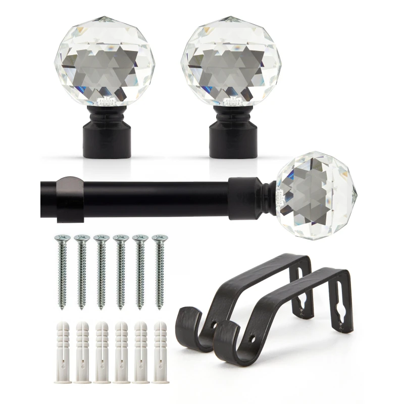 Image of Emma Barclay Curtain Pole Extendable Crystal Matt Black unisex 120-210cm