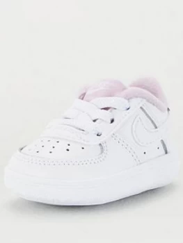 Image of Nike Force 1 Crib Shoes - White/Lilac, White/Lilac, Size 3
