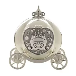 image of Downtown Bambino Silver Plated Fairytale Carriage Money Box, Rubber