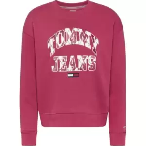 Image of Tommy Jeans College Argyle Crew Sweatshirt - Red