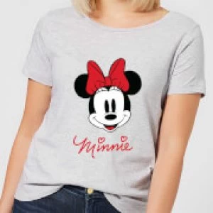 Disney Mickey Mouse Minnie Face Womens T-Shirt - Grey - M