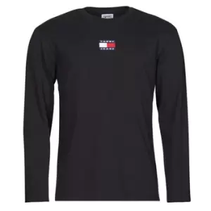 image of Tommy Jeans TJM LS TOMMY BADGE TEE mens in Black - Sizes XXL,S,M,L,XL,XS