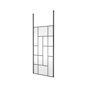 image of Abstract Frame Wetroom Screen with Ceiling Posts 1000mm Wide - 8mm Glass - Hudson Reed