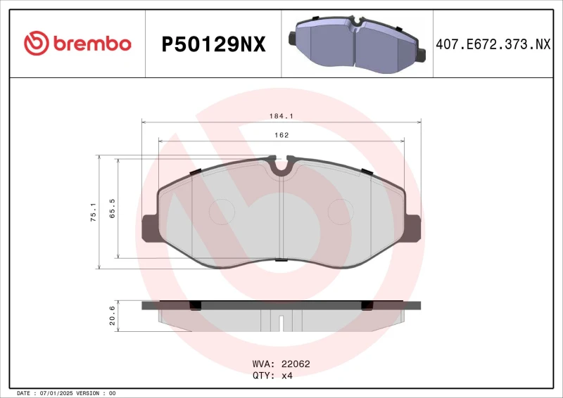 Image of BREMBO Brake pad set BREMBO P50129NX