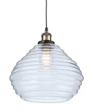 image of Orla Dome Pendant Light Antique Brass with Clear Glass