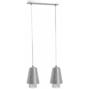 image of Keter Molly Bar Pendant Ceiling Light Crystal Silver, 50cm, 2x E27