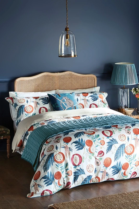 Image of Sanderson Sanderson 'Jackfruit' Cotton Duvet Cover Set in Indigo Size: Super King Indigo Super King Unisex 5016709700597