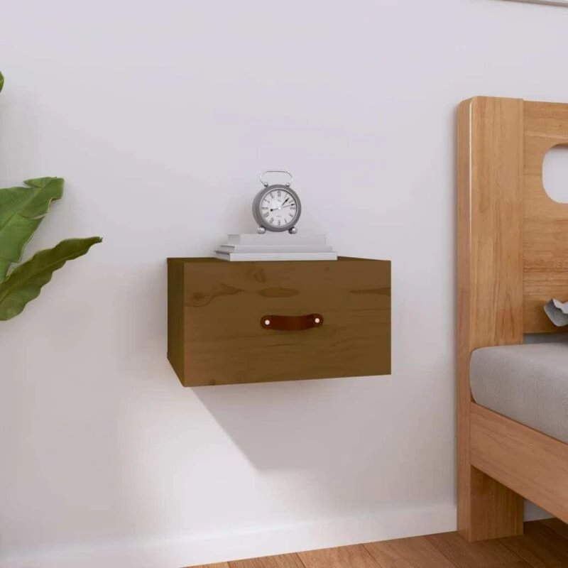 Image of Vidaxl Wall-mounted Bedside Cabinet Honey Brown 40X29.5X22 Cm, Brown 820992