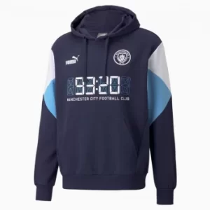 image of PUMA Man City Ftblculture Mens Football Hoodie, Peacoat/White, size 2X Large, Clothing