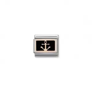 image of Classic Rose Gold Anchor Black Link 430201/18