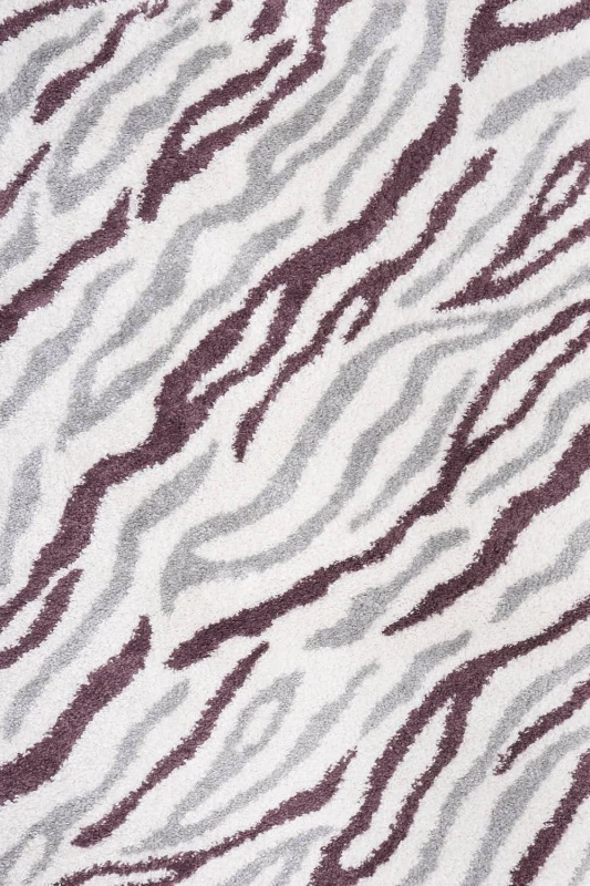 Image of THE RUGS Moodi Abstract Design Shaggy Soft High Pile Living Room Rug & Runner in Purple Size: 80cm x 150cm Purple Unisex 80cm x 150 cm