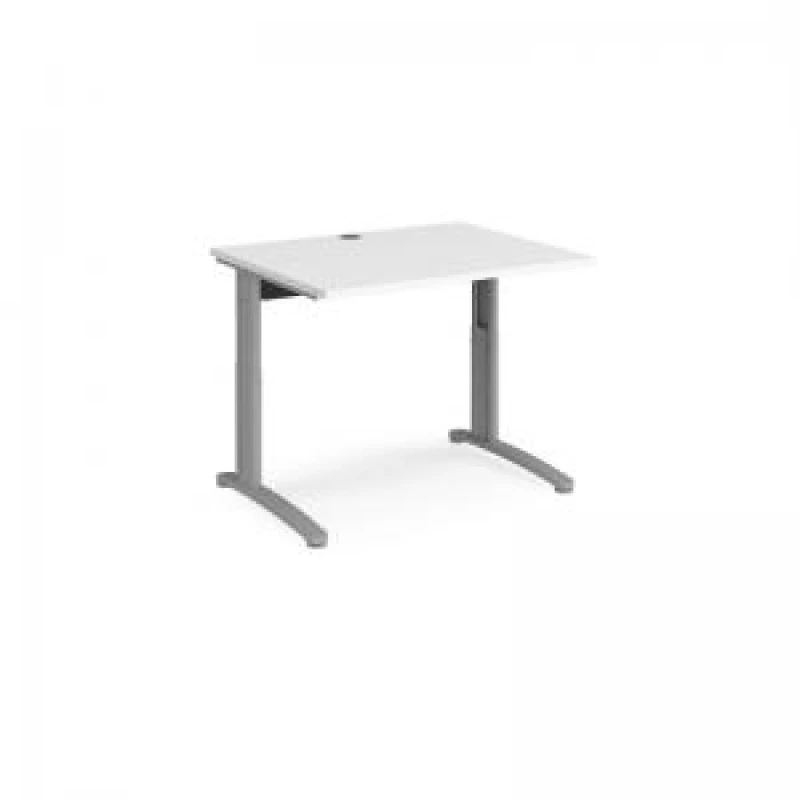 Image of TR10 Office Desk Wheelchair Friendly Rectangular Desk 1000mm White Tops With Silver Frames TR10 White THS10SWH