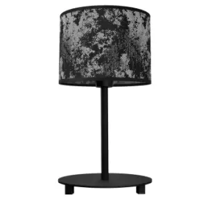 image of Abba Table Lamp With Round Shade Black, Silver 20cm