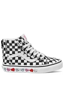 image of Vans Sk8-Hi Candy Hearts Childrens Girl Hi Top Trainers-Black/Multi, Black/Multi, Size 11