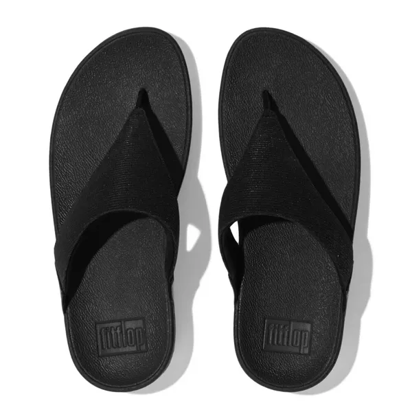 Fitflop Womens Lulu Shimmerlux Toe Post Sandals UK Size 4 (EU 37) All Black FIT084-ALLBLK-4