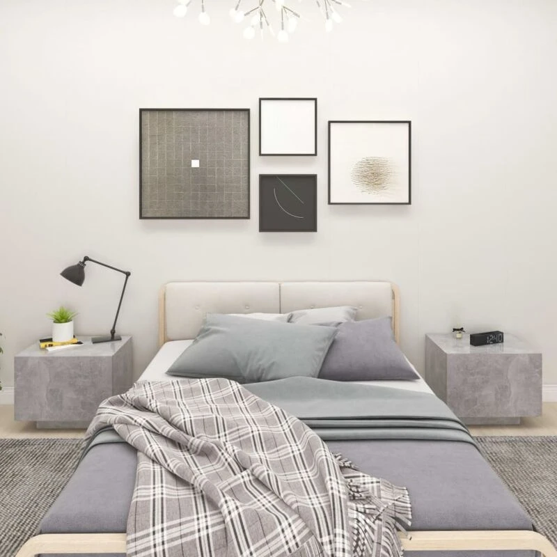 Image of VIDAXL Bedside Cabinet Concrete Grey 100x35x40cm Engineered Wood Vidaxl 8720286640517