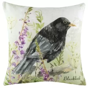 Image of Blackbird Printed Cushion Multicolour