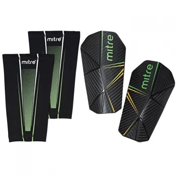 image of Mitre Delta Slip Pro Shin Pads - Blk/Grn/Ylw