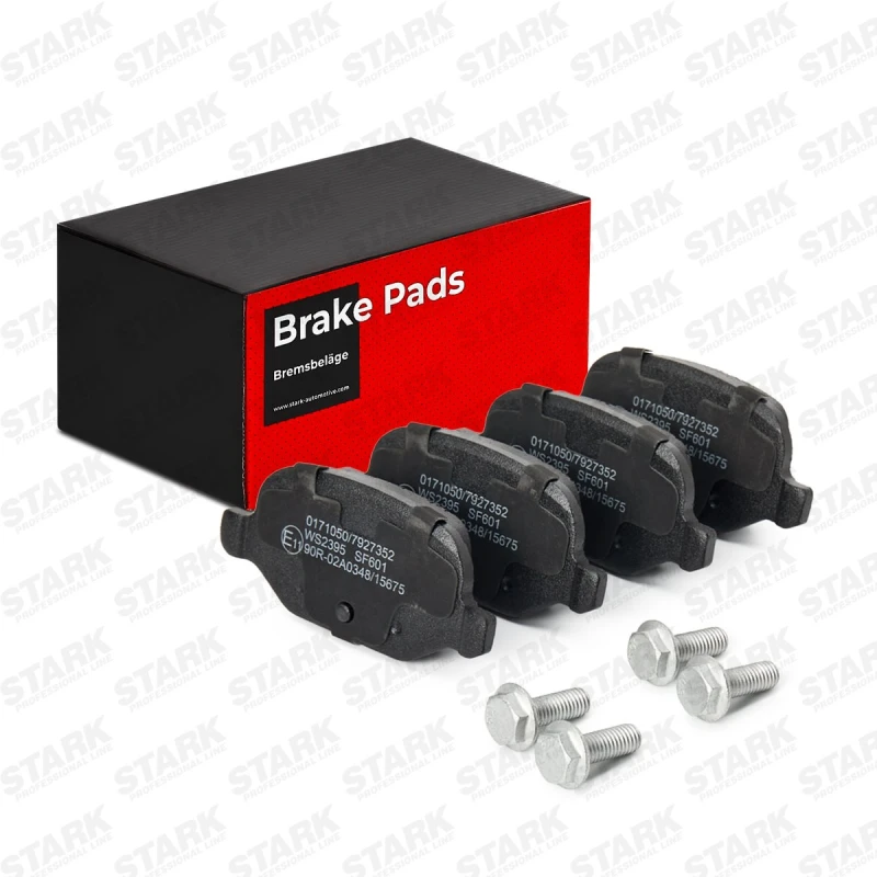 Image of STARK SKBP-0010316 Brake pad set Rear Axle, not prepared for wear warning indicator, with anti-squeak plate Brake Pad Set,disc brake (402)