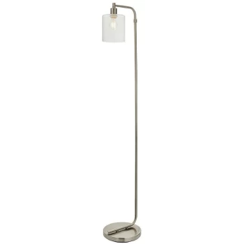 image of Endon Toledo - 1 Light Floor Light Brushed Nickel & Clear Glass, E27