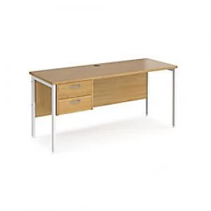 Image of Maestro 25 H-Frame Home Office Desk with 2 Drawer Pedestal 600 mm White