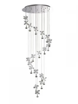 Image of Ceiling Cluster Pendant 20 Light 4000K LED Polished Chrome, Crystal