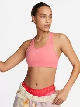 Image of Nike Medium Support Padded Swoosh Bra - Pink, Size L, Women