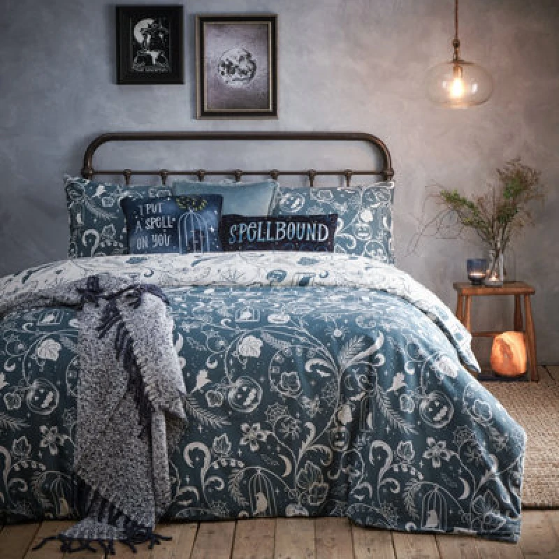 Image of Spellbound 100% Brushed Cotton Duvet Cover Set Storm Grey, Storm Grey / Single