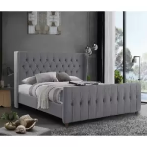 Image of Envisage Trade - Clarita Upholstered Beds - Plush Velvet, King Size Frame, Grey - Grey