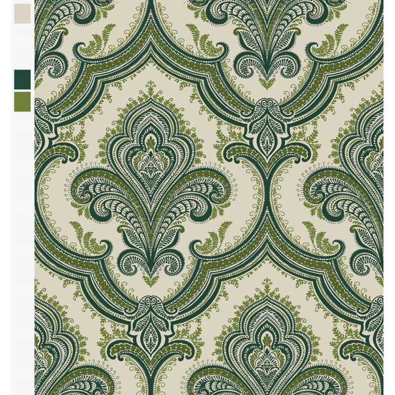 Image of Design ID DID Damask Green Wallpaper Green unisex One Size