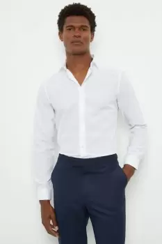 Image of Mens Skinny Fit White Easy Iron Shirt - L