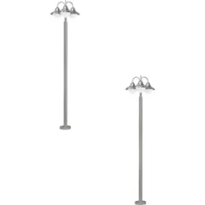 Image of 2 PACK IP44 Outdoor Bollard Light Stainless Steel 60W E27 Driveway Lamp Post