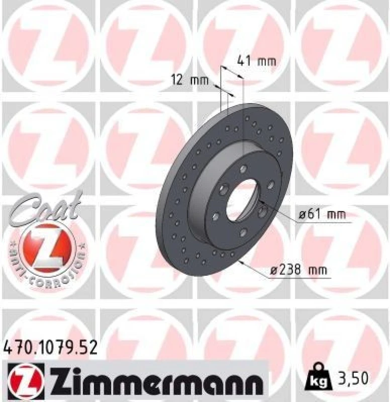 Image of ZIMMERMANN Brake disc ZIMMERMANN 470.1079.52