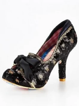 Image of Irregular Choice Chips & Gravy Heeled Shoe - Black/Gold, Size 3, Women