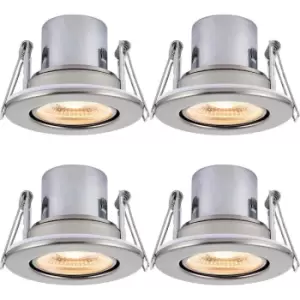 Image of 4 PACK Recessed Tiltable Ceiling Downlight - 8.5W Warm White LED Satin Nickel