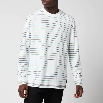 Image of Ted Baker Mens Wassup Striped Long Sleeve T-Shirt - White - 5/XL