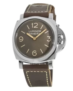 image of Panerai Luminor 1950 3 Days Acciao 47mm Brown Dial Leather Strap Mens Watch PAM00663 PAM00663