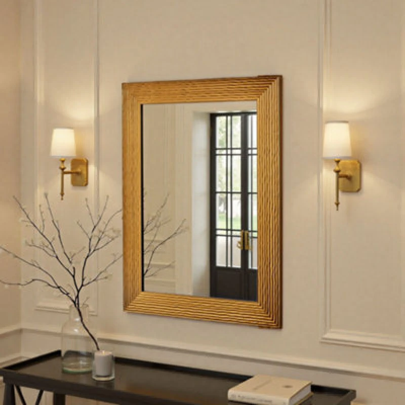 Image of Yearn Wave Gold Framed Bevelled Wall Mirror