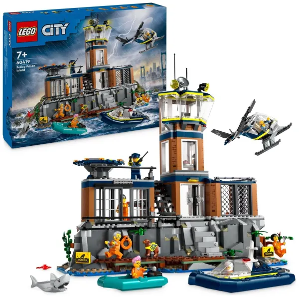 image of LEGO City Police Prison Island with Helicopter Toy 60419