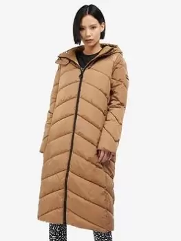 image of Barbour International Homerun Chevron Quilt Padded Coat - Brown, Size 12, Women