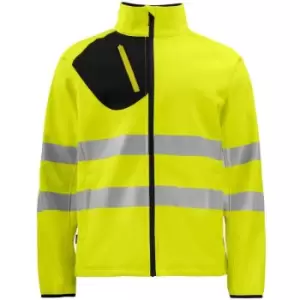 Image of Mens Hi-Vis Soft Shell Jacket (XL) (Yellow/Black) - Yellow/Black - Projob
