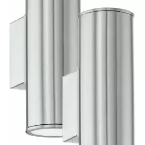 Image of Loops - 2 pack IP44 Outdoor Wall Light Stainless Steel 3W GU10 Porch Up & Down Lamp