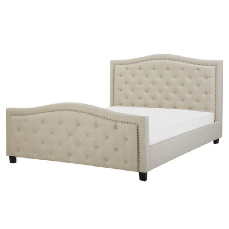 Image of Beliani Bed Fabric Aurel 160 X 200 Cm (Eu King Size) Beige