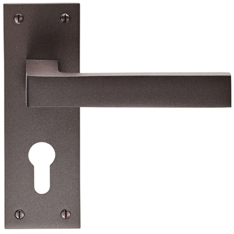 Image of Loops PAIR Straight Square Handle on Euro Lock Backplate 150 x 50mm Matt Bronze Multi