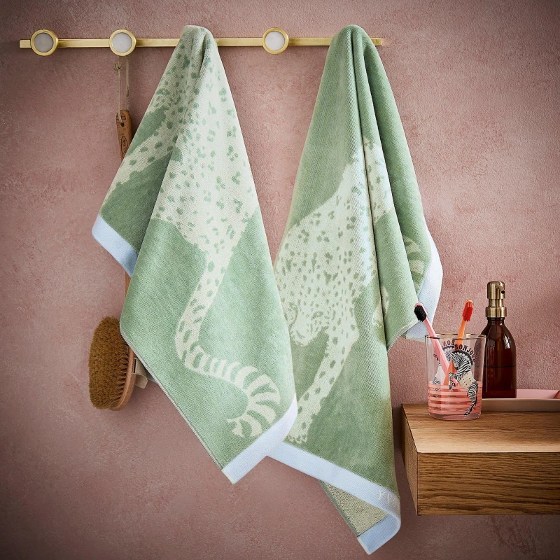 Image of Yvonne Ellen YE Leopard Hand Towel 99 Fresh Sage unisex Hand Towel