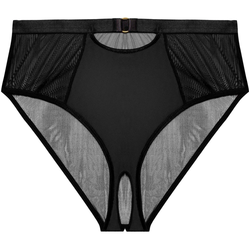 Image of Playful Promises Kristina Black Ouvert High Waist Brief Black female 20