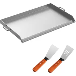 image of Vevor - Flat Top Griddle 31.9 x 16.9 Inch Stainless Steel Griddle Flat Top Grill Square Grill Plate Tripple Burner Stove Griddle Flat Top Plate for