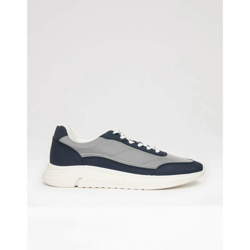 Image of Threadbare Mens Ariba Trainer Casual Low-Top Trainers Navy male 8 (42)
