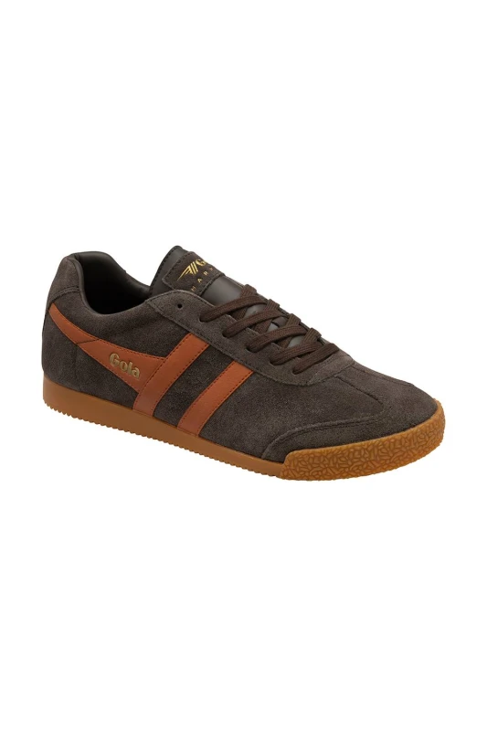 Image of Gola Classics Mens 'Harrier' Suede Lace-Up Trainers in Brown Size: 7 Brown Male 7